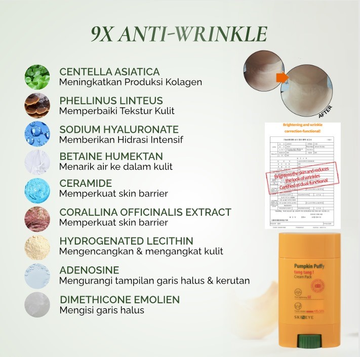 Skineye Pumpkin Puffy Tang Tang Cream - Hydrating & Smoothing Pack 65gr - Image 3